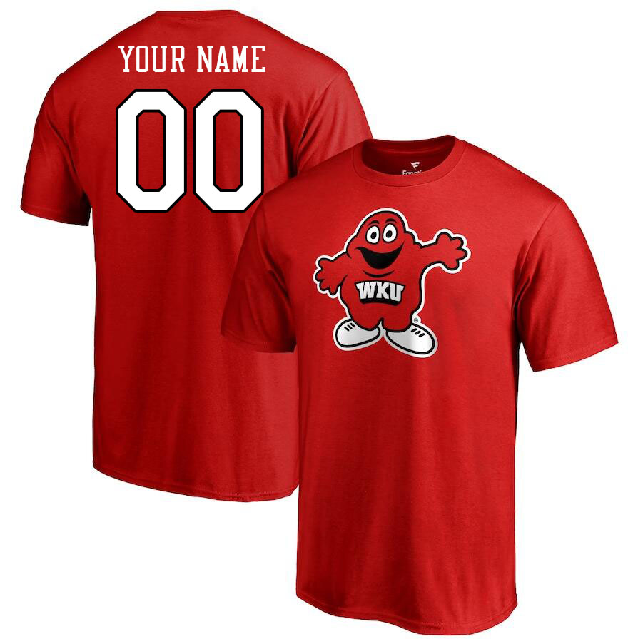 Custom Western Kentucky Hilltoppers Name And Number Tshirts-Red Custom Western Kentucky Hilltoppers Name And Number Tshirts-Red